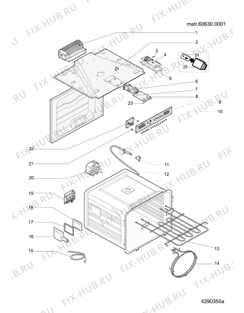 Взрыв-схема плиты (духовки) Ariston FZ1022P1IXF (F039981) - Схема узла