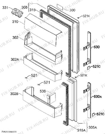 Взрыв-схема холодильника Electrolux RN3611OOX - Схема узла Door 003