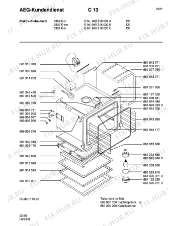 Взрыв-схема плиты (духовки) Aeg 5302E-D - Схема узла Section2