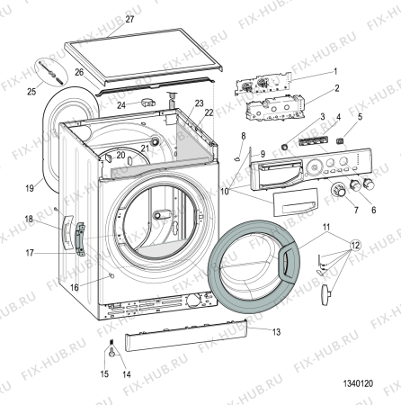 Схема №1 WML803BEUM (F095238) с изображением Декоративная панель для стиралки Indesit C00511966