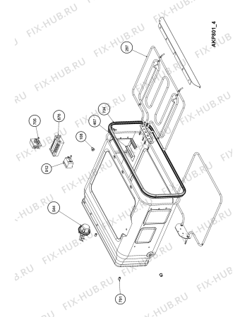 Взрыв-схема плиты (духовки) Whirlpool AKW301IX (F102568) - Схема узла