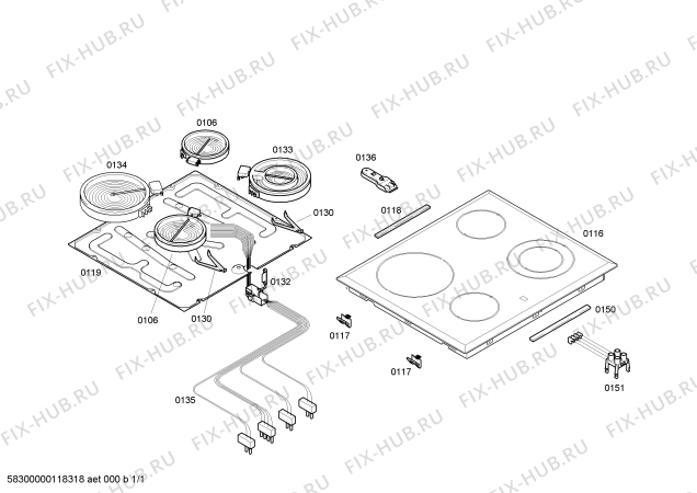 Схема №1 B9795X с изображением Стеклокерамика для электропечи Bosch 00477293
