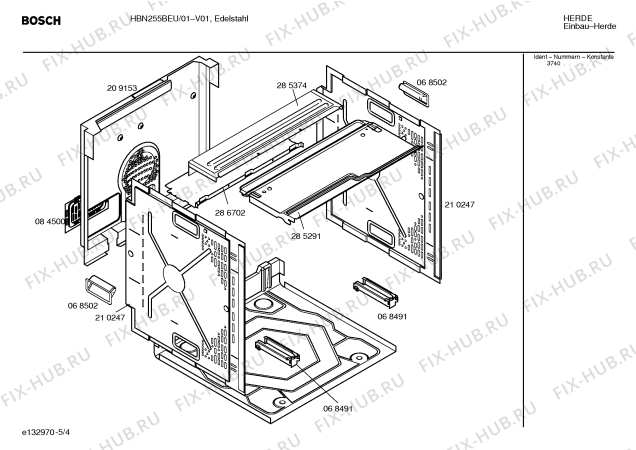 Взрыв-схема плиты (духовки) Bosch HBN255BEU - Схема узла 04