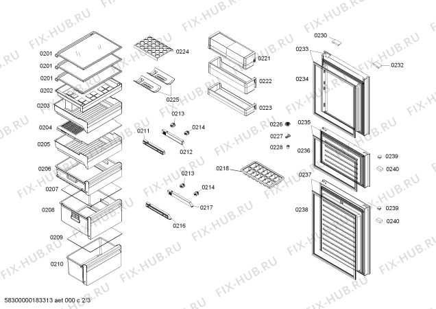 Взрыв-схема холодильника Bosch KGU28A1S0C - Схема узла 02