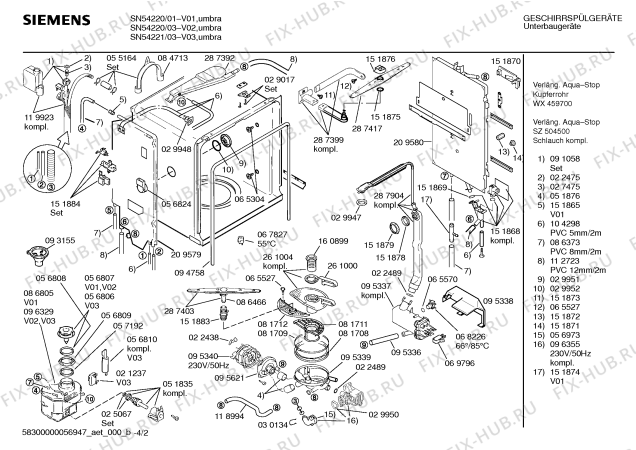 Взрыв-схема посудомоечной машины Siemens SN54221 - Схема узла 02