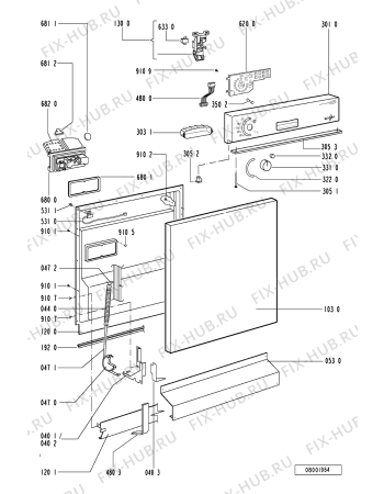 Схема №2 ADP 252 S WH с изображением Блок управления для посудомоечной машины Whirlpool 481221478474