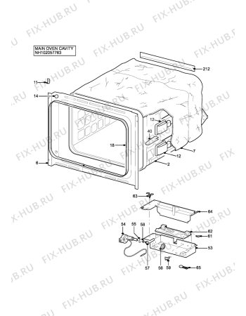 Взрыв-схема плиты (духовки) Zanussi ZDG58W - Схема узла H10 Main Oven Cavity (large)