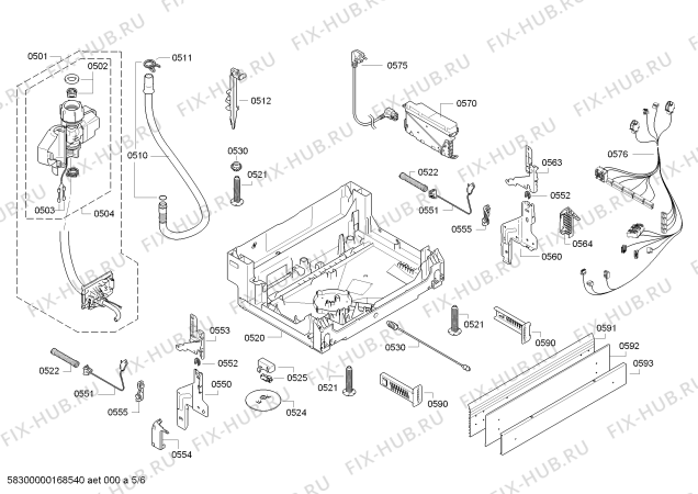 Взрыв-схема посудомоечной машины Bosch SMU85M65DE Exclusiv made in Germany - Схема узла 05