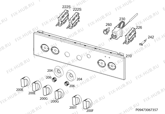 Взрыв-схема плиты (духовки) Zanussi ZCM54001WA - Схема узла Command panel 037