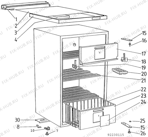 Взрыв-схема холодильника Electrolux TF552G - Схема узла C10 Cabinet/Interior