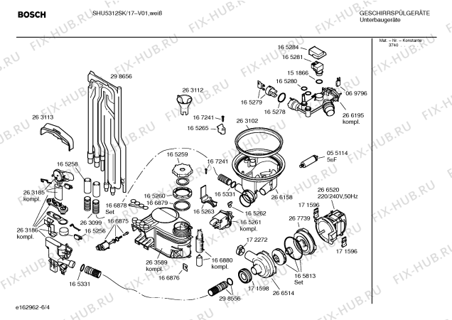 Взрыв-схема посудомоечной машины Bosch SHU5312SK - Схема узла 04
