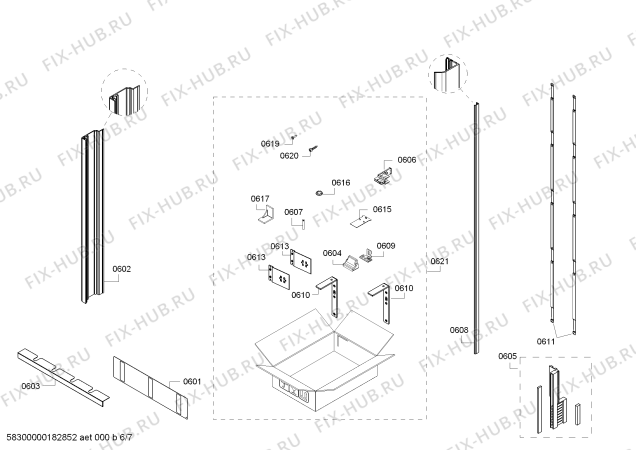 Схема №1 T18ID800LP с изображением Панель для холодильной камеры Bosch 11021910