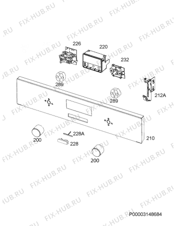 Взрыв-схема плиты (духовки) Zanussi ZZP35901XK - Схема узла Command panel 037