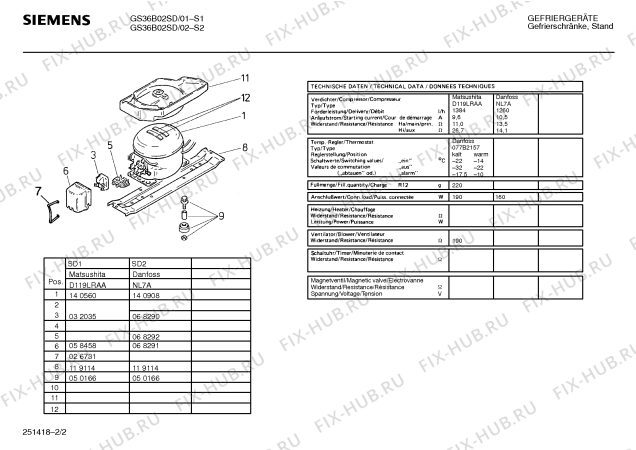 Взрыв-схема холодильника Siemens GS36B02SD - Схема узла 02