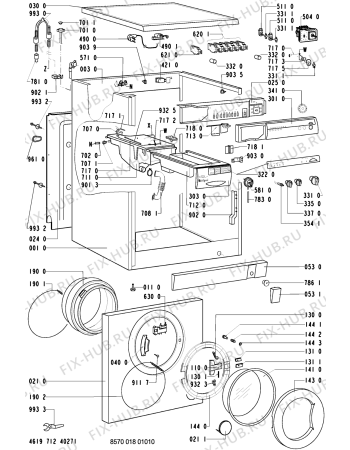 Схема №1 AWM 282/3 WS-B,NL с изображением Обшивка для стиральной машины Whirlpool 481245219592