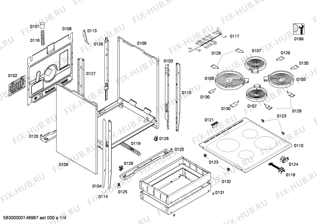 Схема №1 CH824320X с изображением Панель управления для плиты (духовки) Bosch 00701168