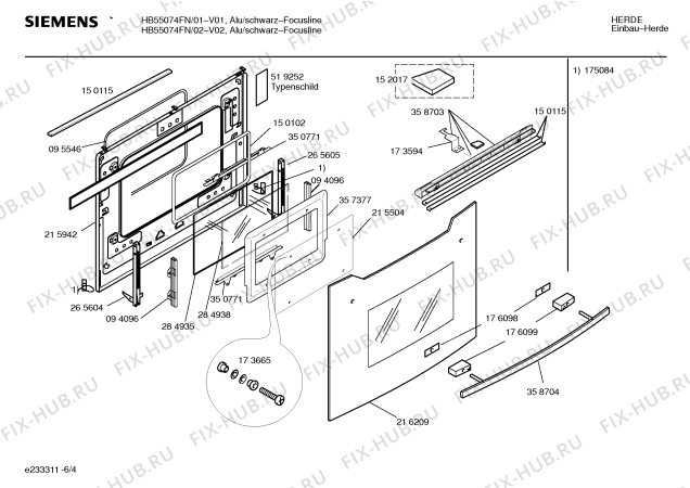 Схема №1 HB55074FN с изображением Панель управления для духового шкафа Siemens 00358702