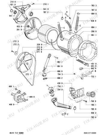 Схема №1 WA 4520-D с изображением Переключатель (таймер) для стиралки Whirlpool 481228218707