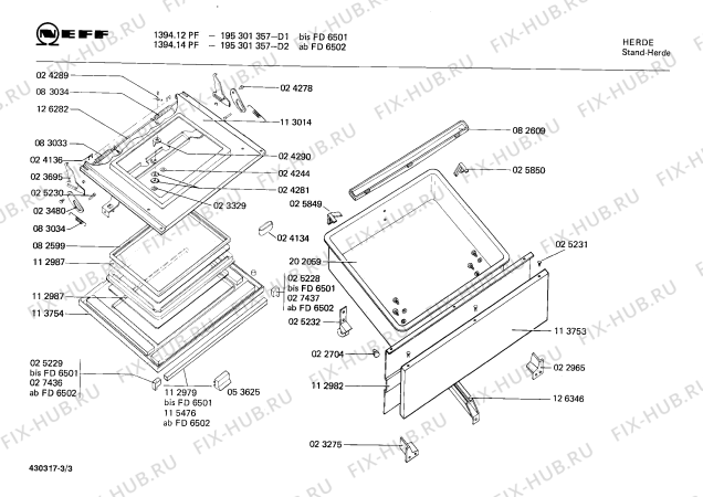 Схема №1 195302110 1384.11PEF с изображением Панель для плиты (духовки) Bosch 00113753
