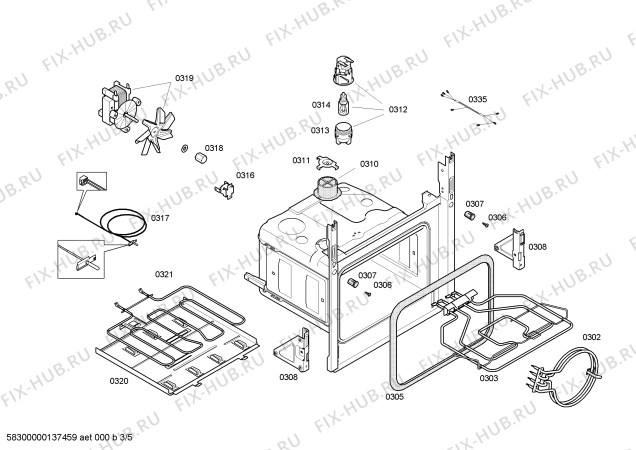 Схема №1 HBA56S550E с изображением Модуль управления, запрограммированный для плиты (духовки) Bosch 00700223