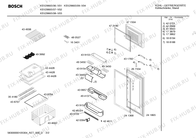 Схема №1 KSV29665 с изображением Дверь для холодильной камеры Bosch 00241865