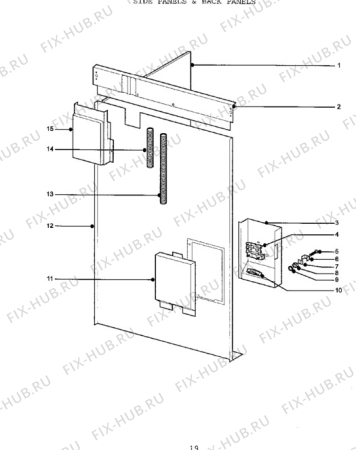 Взрыв-схема плиты (духовки) Zanussi ZCE7600B - Схема узла H10 Side/Back Panel