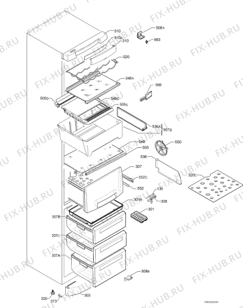 Взрыв-схема холодильника Electrolux ERA3654 - Схема узла Housing 001