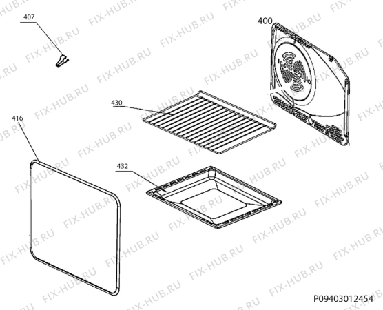 Взрыв-схема плиты (духовки) Electrolux EKC54503OS - Схема узла Oven