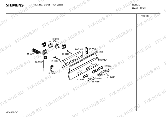 Взрыв-схема плиты (духовки) Siemens HL53127EU - Схема узла 05