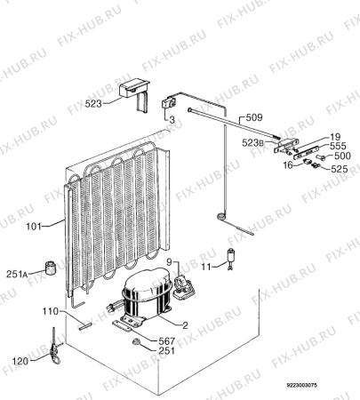 Взрыв-схема холодильника Primotecq TF090.1-IB - Схема узла Cooling system 017