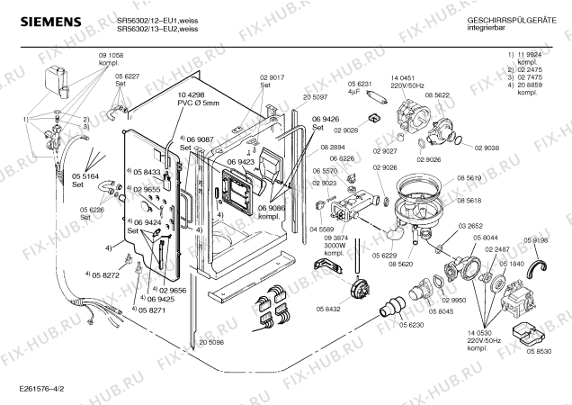 Схема №2 SR56302 с изображением Панель для посудомойки Siemens 00282242