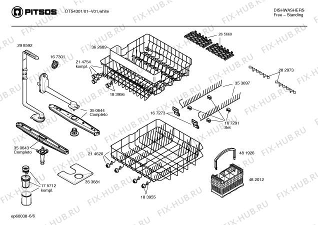 Взрыв-схема посудомоечной машины Pitsos DTS4301 - Схема узла 06