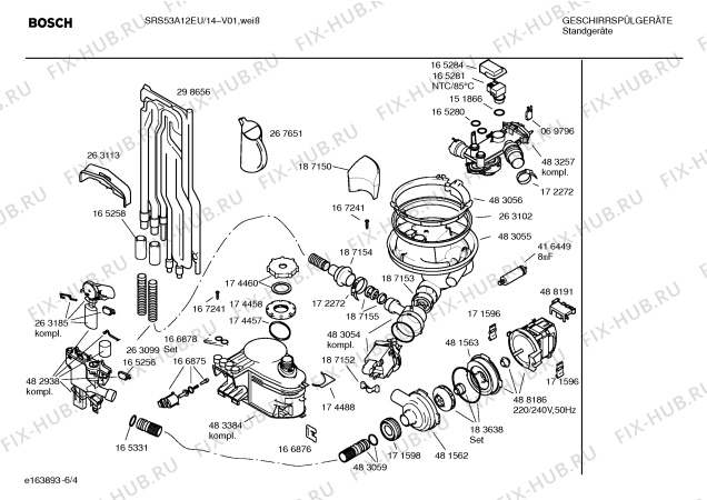 Взрыв-схема посудомоечной машины Bosch SRS53A12EU - Схема узла 04