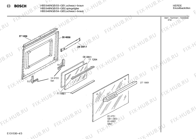 Схема №1 HBE648NGB с изображением Планка для плиты (духовки) Bosch 00273365