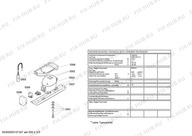 Взрыв-схема холодильника Siemens KF24L450 - Схема узла 03