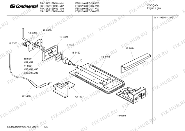 Взрыв-схема плиты (духовки) Continental FSK12K61ED - Схема узла 05