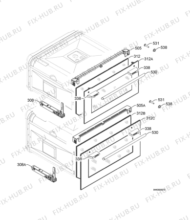 Взрыв-схема плиты (духовки) Electrolux EOU43003K - Схема узла Door