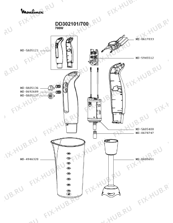 Схема №1 SL3028ES/700 с изображением Мини-ручка для блендера (миксера) Moulinex MS-0A05137