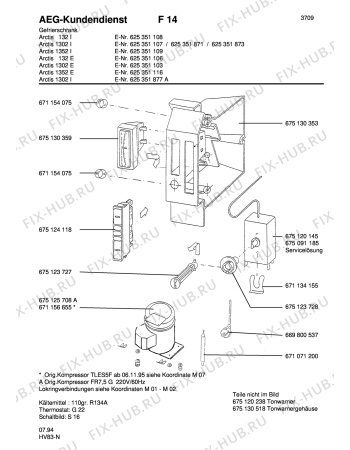 Взрыв-схема холодильника Aeg ARC1302 I GB - Схема узла Freezer cooling system
