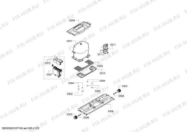 Взрыв-схема холодильника Bosch KGE36BI42 Bosch - Схема узла 03