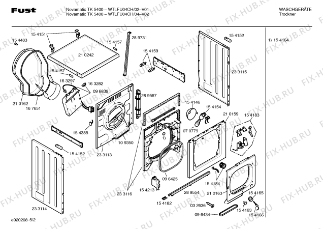 Схема №1 WTLFU04CH Novamatic TK5400 с изображением Ручка для электросушки Bosch 00260942