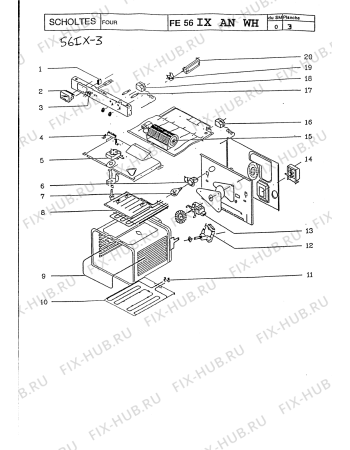 Взрыв-схема плиты (духовки) Indesit FE56IXAW (F007608) - Схема узла