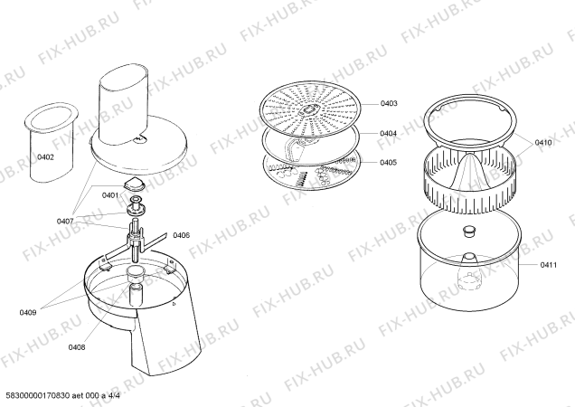Взрыв-схема кухонного комбайна Bosch MUM4832 - Схема узла 04