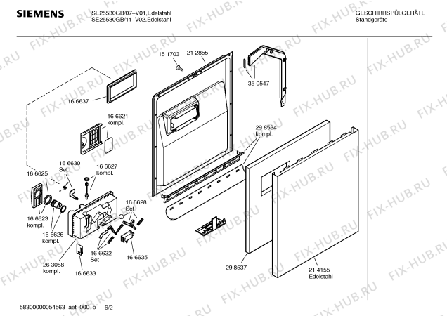 Взрыв-схема посудомоечной машины Siemens SE25530GB Klart.Edition 150 - Схема узла 02