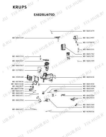 Взрыв-схема кофеварки (кофемашины) Krups EA8250J4/70D - Схема узла 3P004885.5P2