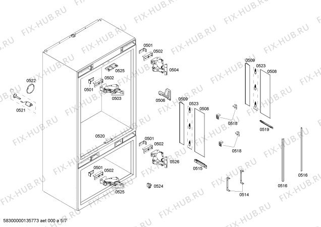 Схема №1 K7791X0 с изображением Стеклопанель для холодильника Bosch 00680005