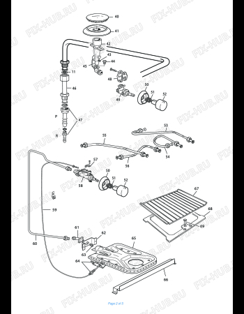 Взрыв-схема плиты (духовки) DELONGHI HPGB 554GN - Схема узла 2