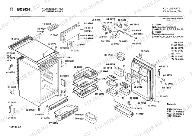 Схема №1 KTL1549NL с изображением Клапан для холодильника Bosch 00087912