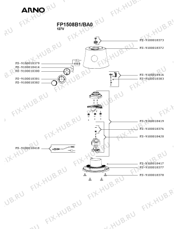 Схема №1 FP1508B1/BA0 с изображением Моторчик для кухонного измельчителя Seb FS-9100018420