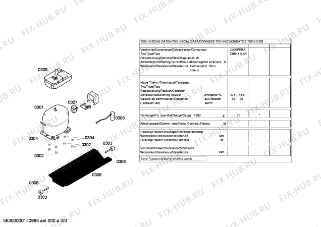 Взрыв-схема холодильника Bosch KGV33X10 - Схема узла 03